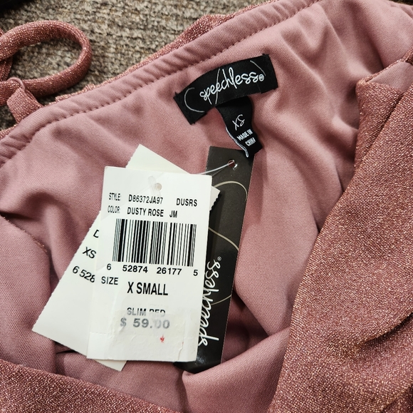 Speechless Dusty Rose Glitter Blouson Dress - Picture 4 of 5